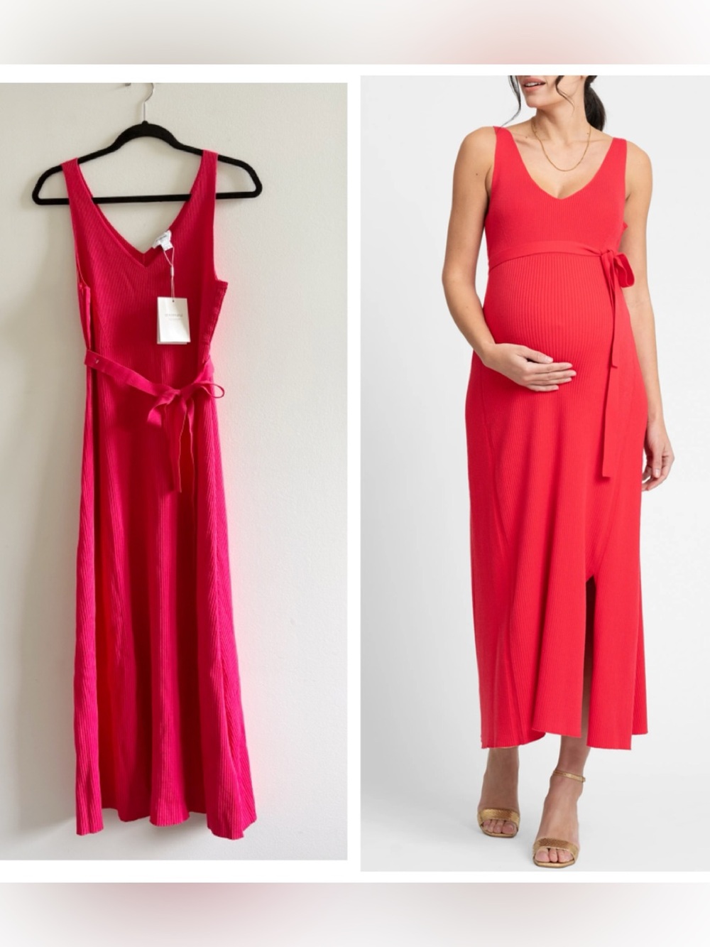 NWT Seraphine Fit & Flare Knit Dress, Maternity/Nursing Midi Dress - Raspberry M